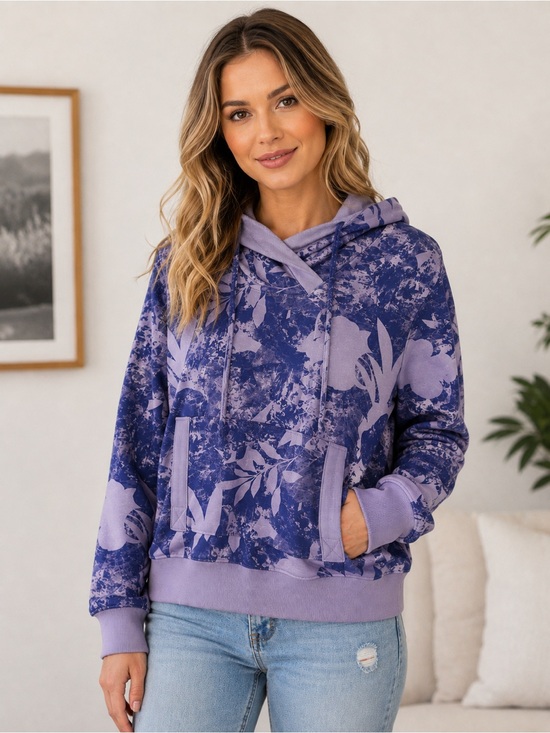 Columbia Sportswear Company Sweaters - Columbia PFG Purple Blue Floral Tropical Print Hoodie Sweatshirt Size S